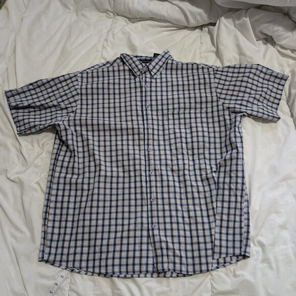 Britches Blue yellow White Plaid Short Sleeve Button Shirt Men Size 2XL 2X Large - Picture 1 of 5
